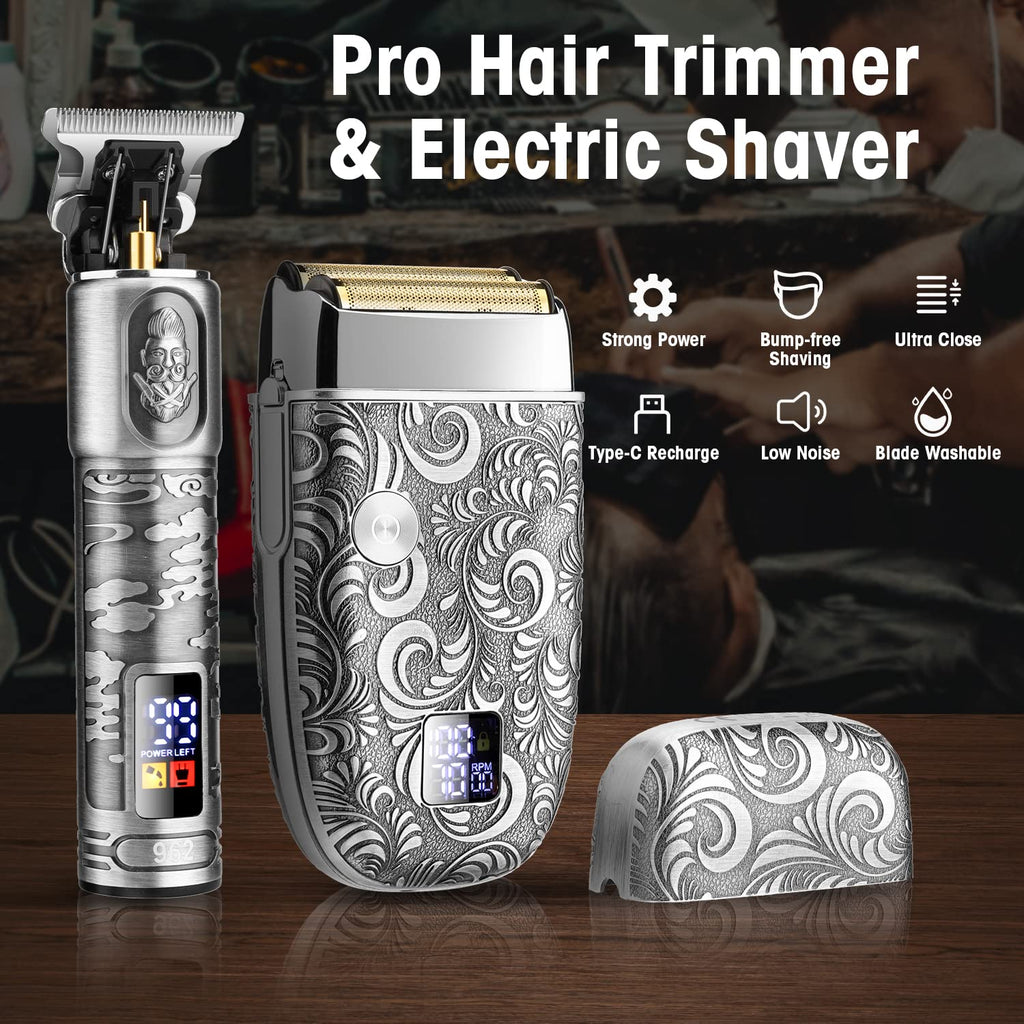 Suttik Foil Shavers for Men Electric Razor, Clippers and Trimmer for Men with LED Display, Waterproof