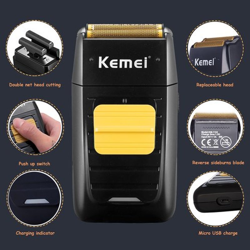 KEMEI Professional Hair Clipper and Trimmers Set, Cordless Barber Clippers, Beard Trimmer, Electric Foil Shaver with Replacement Heads, KM-2299, KM-2296, KM-1102