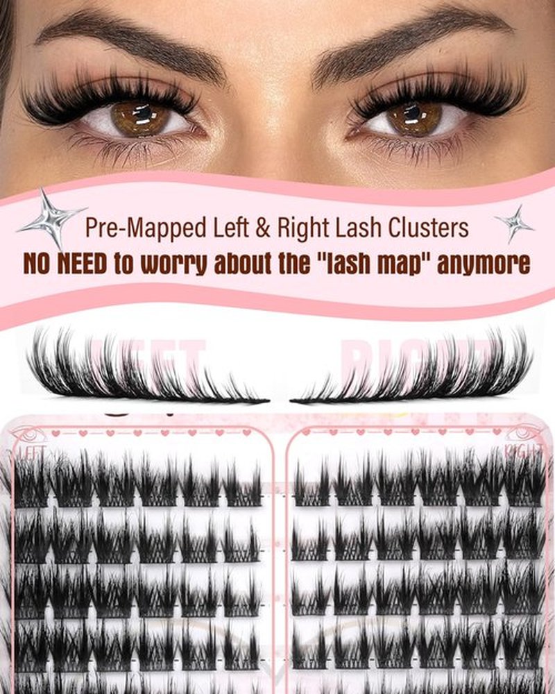 Cat Eye Lash Clusters With Spikes Manga Eyelash Clusters Wispy Cluster Eyelash Extensions C-Curly Left&Right Lash Clusters Anime Individual Lashes Pre-Mapped DIY Lash Extensions 10-18MM by Zegaine