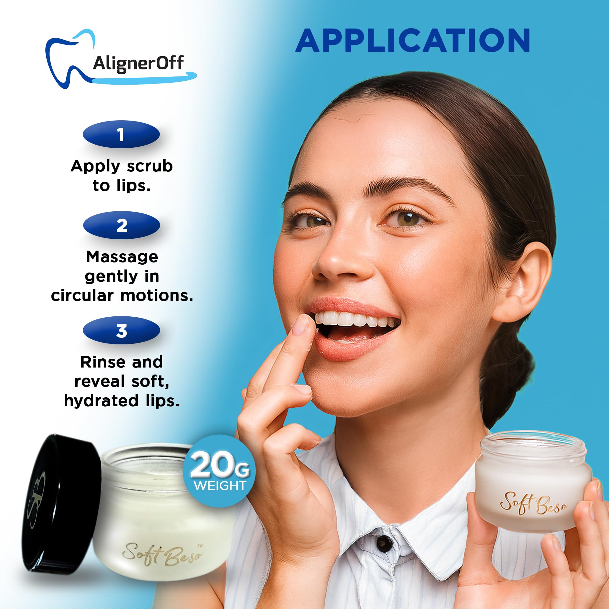 SoftBeso by AlignerOff Sugar Lip Scrub – Vanilla Lip Exfoliator for Dry, Chapped Lips – Moisturizing Formula with Vitamin E, Coconut, Jojoba & Olive Oils – For Men & Women – Ideal for Gifting