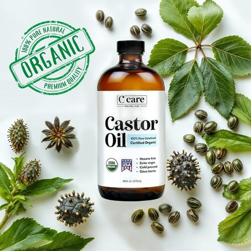 Castor Oil | 100% Pure Organic Cold Pressed | USDA Certified | Hexane Free | 16oz for Hair Growth & Skin Care