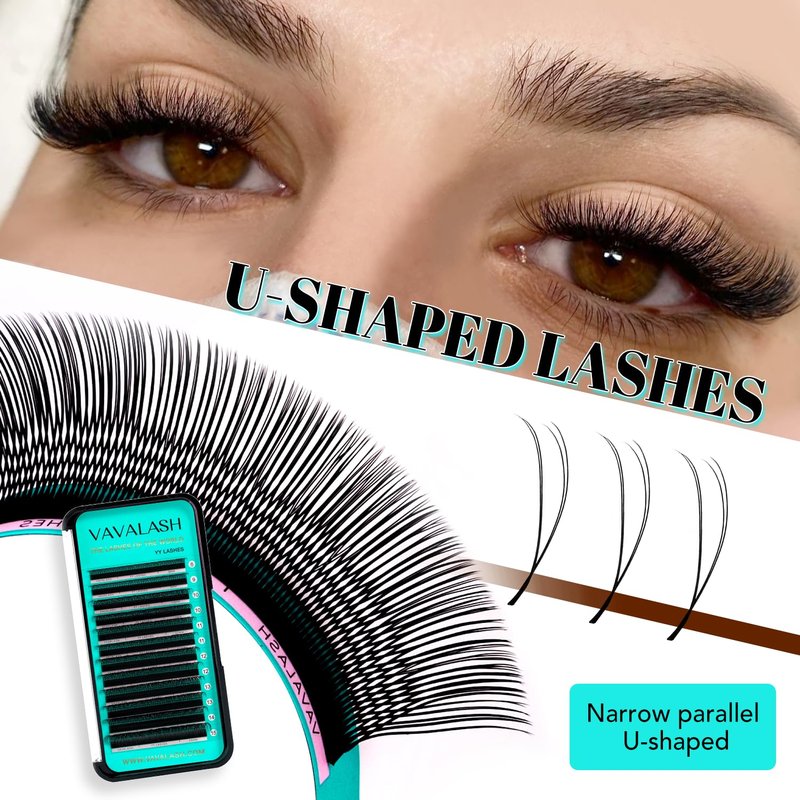 VAVALASH U Lash Extensions D Curl 0.07mm 8-15mm Mix Tray 2D UU Lash Fans Eyelash Extension U Shaped Natural Wispy Volume Lashes Extension Soft Matte Black Lashes (UU-0.07-D-8-15mm)