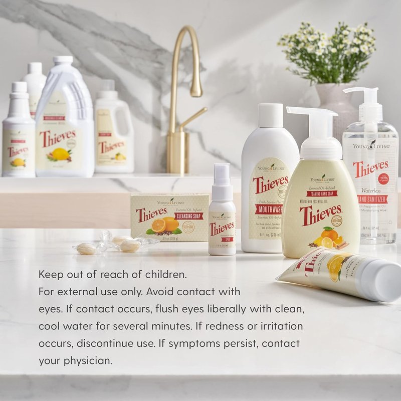 Young Living Thieves Foaming Hand Soap - Natural Essential Oil Formula, Moisturizing 8 fl oz | 2 Pack