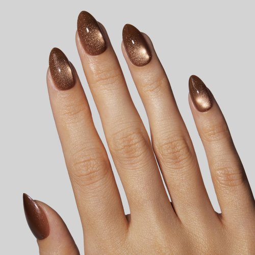 Celebritips Nail Art Press-Ons | Cinnamon Powder, Short Almond Nails, Reusable, Salon Quality Fall Nails | 16 sizes - 32 Nails Kit with Super-hold Nail Glue and Sticky Tabs