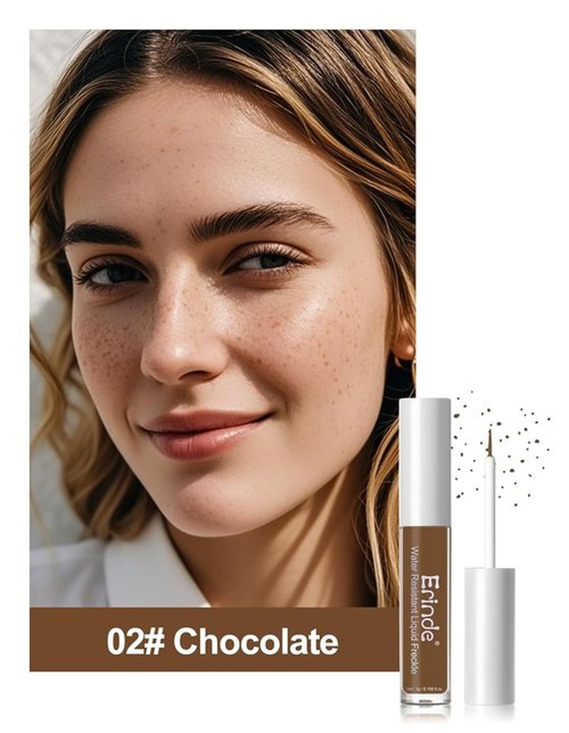 Erinde Faux Freckle Pen - Waterproof Fake Freckles Stamp for Natural-Looking Makeup | 02 Chocolate, Vegan Formula