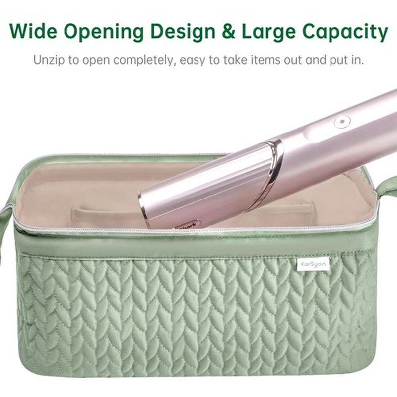 KarSyon Shark Flex Style Case for Airwrap Hair Dryer Brush Revlon Hair Tools Travel Bag Carrying Case Flat Curling Iron Organizer (Sage Green)