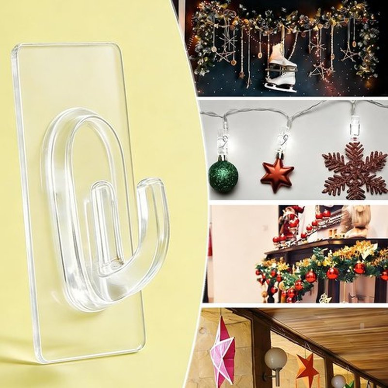 Skiennix 27 Pack Small Adhesive Wall Hooks - Clear Mini Hooks for Damage-Free Hanging Decor & Cables