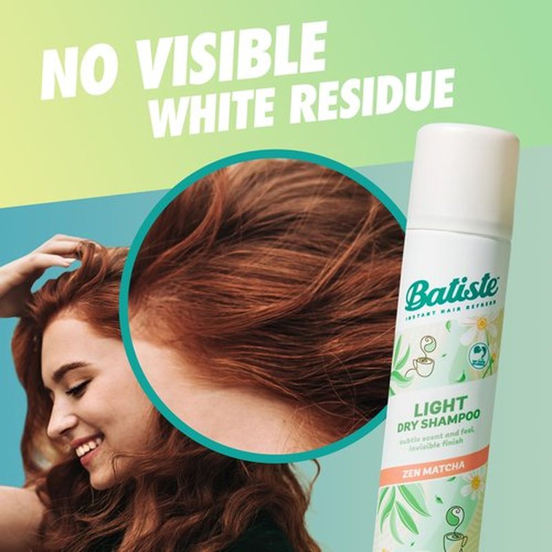 Batiste Light Dry Shampoo, Zen Matcha, Invisible Finish, Refresh Hair & Absorb Oil Between Washes, 3.81 Oz