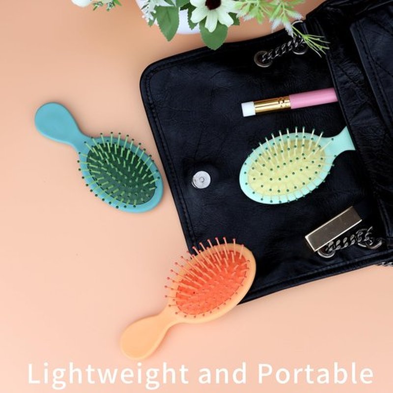 8 Pack Mini Soft Bristle Detangler Pocket Paddle Hair Brushes in 8 Colors for Men and Women - Travel-Friendly