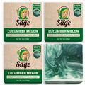 Age of Sage Natural Bar Soap for Men - Vegan Bath Soap Bars Gift Set - Handmade Cold Process Artisan Soap w/Essential Oil, All Moisturizing Wash Soaps, Fragrant Cucumber Melon Scent (4 Pack)