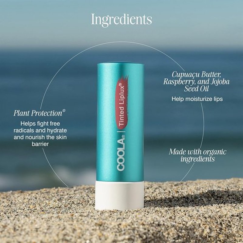 COOLA Organic Liplux Tinted Lip Balm - SPF 30 Sunscreen, Vegan & Gluten-Free, 0.15 Oz