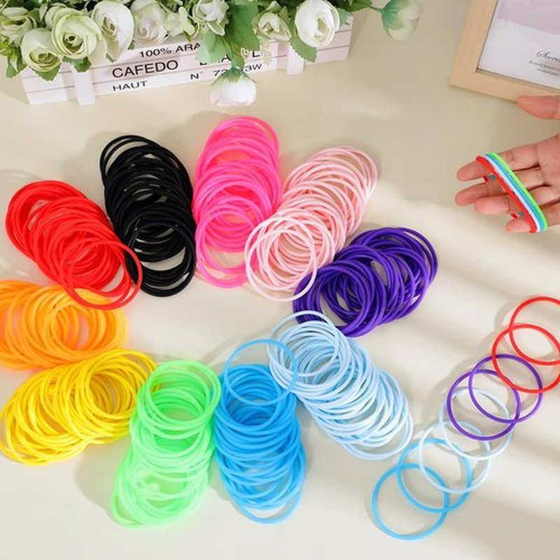 Hotop 200 Pcs 80s Multicolor Silicone Jelly Rubber Bracelets Hair Ties Women, Mixed Style, Random Color