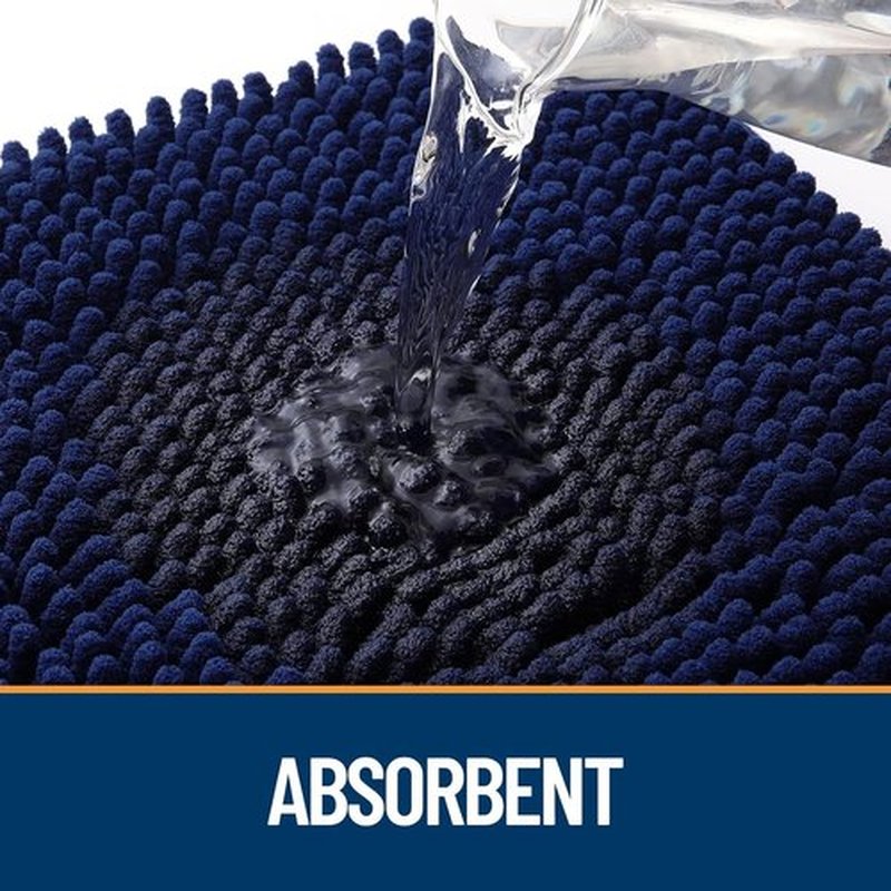 OLANLY Dog Door Mat - Absorbent Non-Slip Chenille Mat for Muddy Paws | 59x20 Inches, Navy Blue