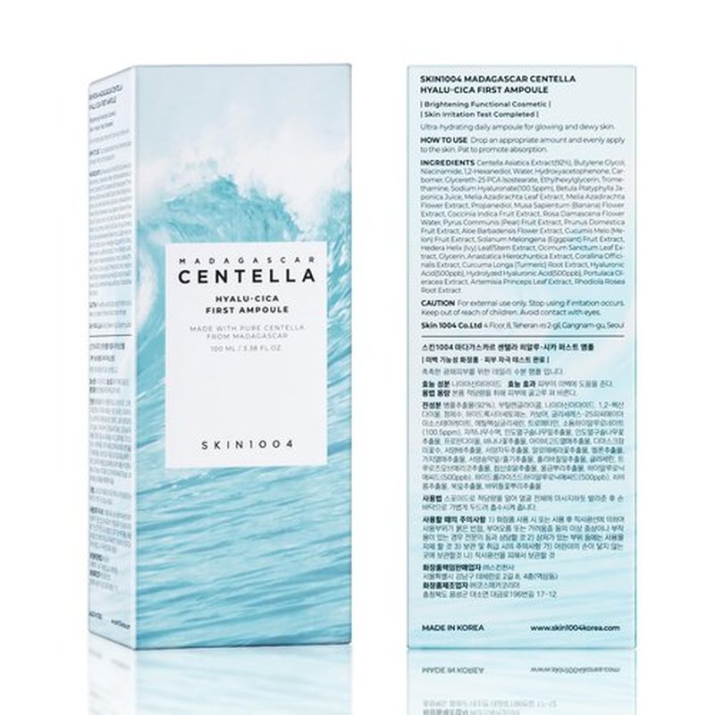 SKIN1004 Hyalu-Cica First Ampoule, Korean Serum for Face with Hyaluronic Acid & Centella, Facial Ampoule Serum for Deep Moisture, Lightweight Centella Ampoule, Korean Skin Care, 3.38 fl.oz / 100ml