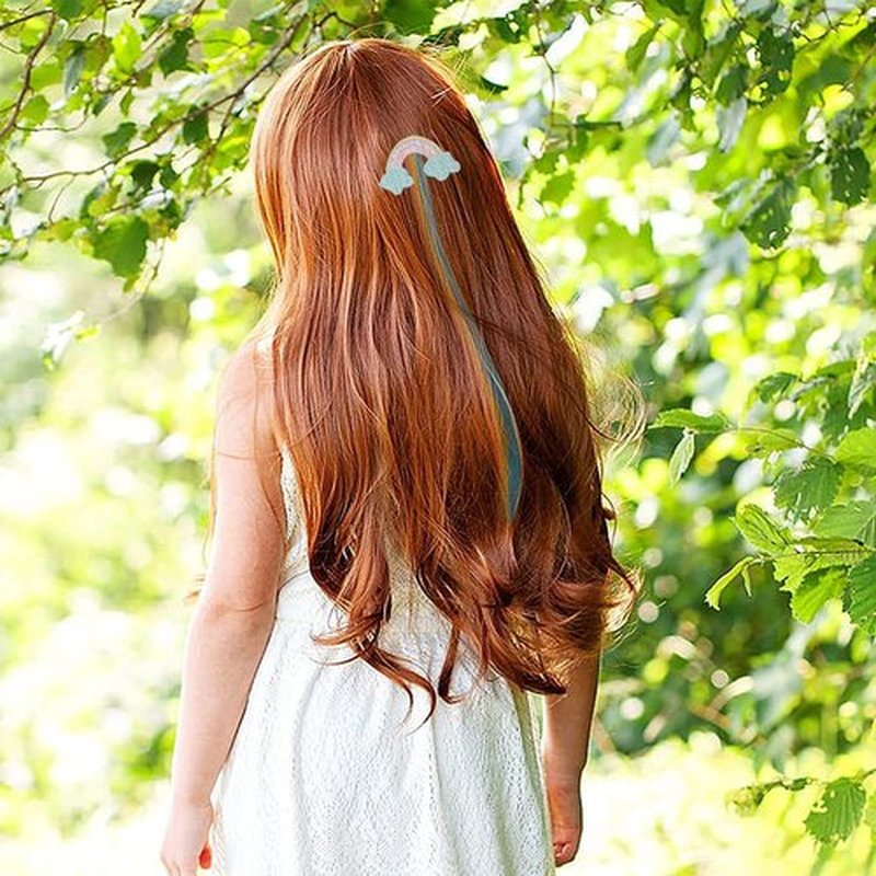 6 PCS Hair Extensions Clip - Carton Straight Curly Hairpieces Clips, Cute Unicorn Accessories Hair Extensions for Kids Ponytails Girls, Rainbow Thick Wig Clip in Fake Bangs (Curly Hair 02)
