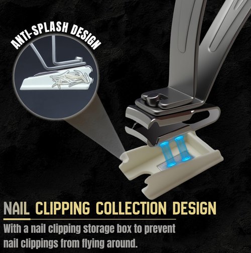 360° toenail Clippers Designed for Seniors, with Extended Handles for Easier gripping, preventing Nail clippings from Splashing, and Wide-Opening Nail Clippers for Both Men and Women