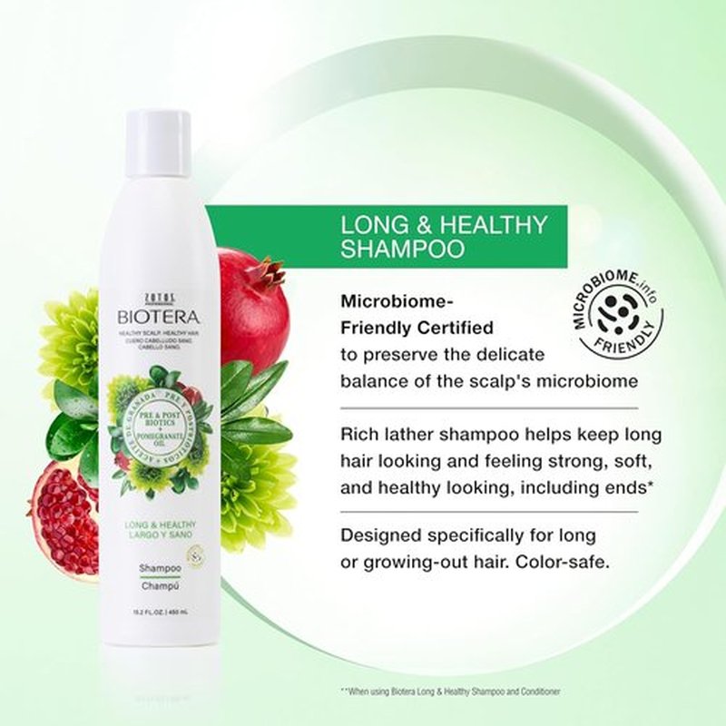 Biotera Long & Healthy Strengthening Shampoo - Strengthens Long Hair | Vegan, Paraben-Free, Color-Safe