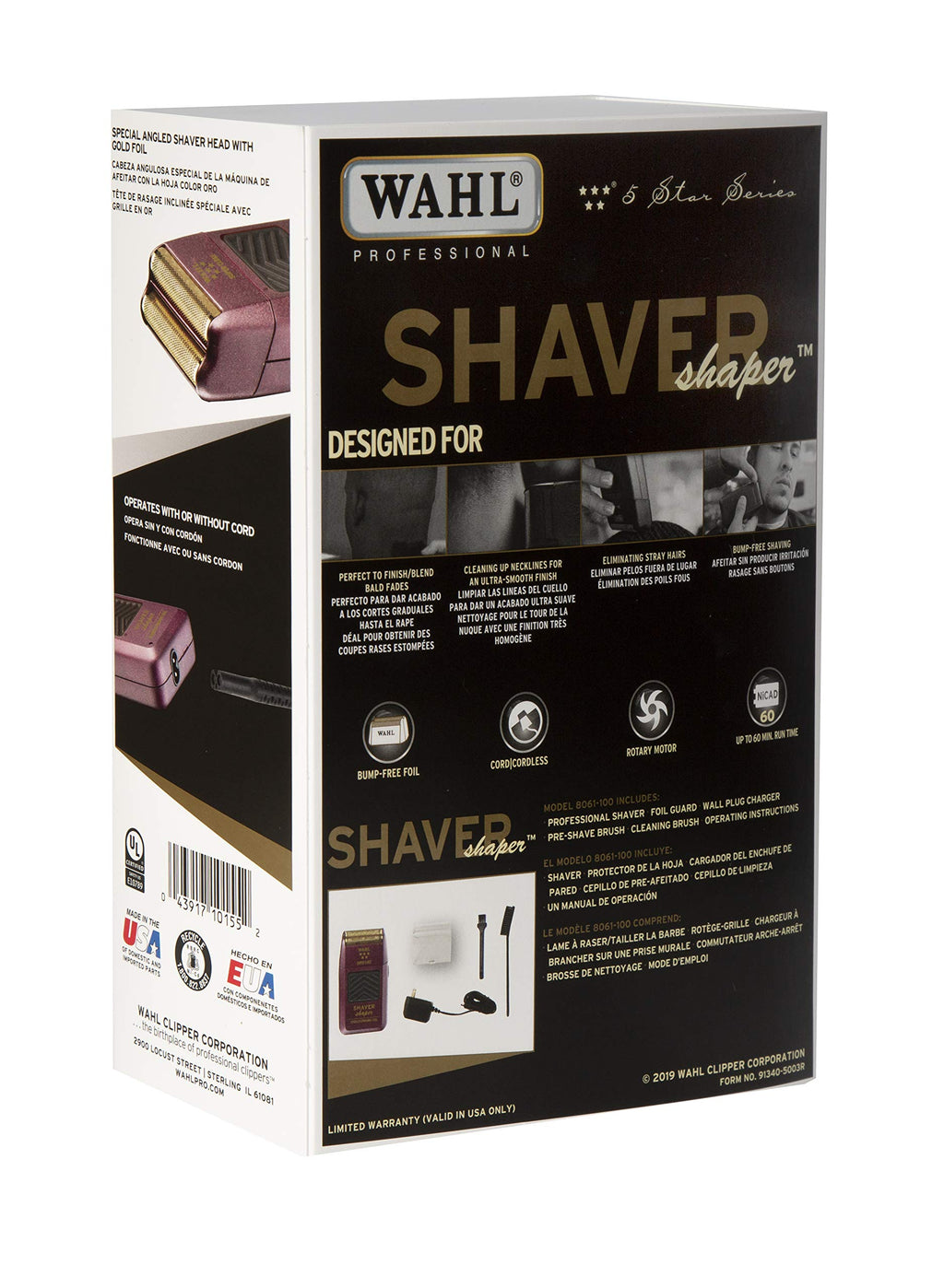 Wahl Professional 5-Star Series Rechargeable Shaver/Shaper #8061-100 with Bonus Five Star Series #7031-300 Close Replacement Foil Assembly