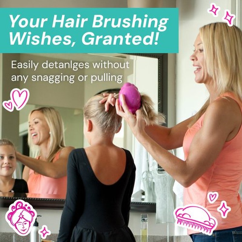 Knot Genie Detangling Hair Brush for Kids(Blue Skies) | Original Full Size | Perfect for Curly Hair, Gently Separate Tangles, Leaves Hair Smooth & Shiny | The Pain Free Knot Detangler