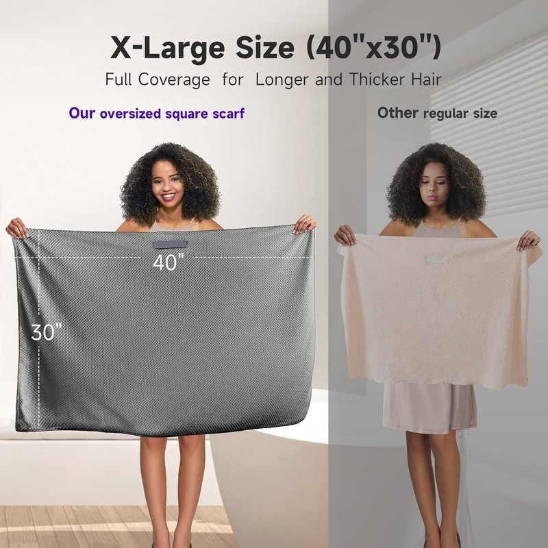 Umisleep Extra Large Microfiber Hair Towel - Super Soft Quick Dry Wrap for Long, Curly Hair | Grey