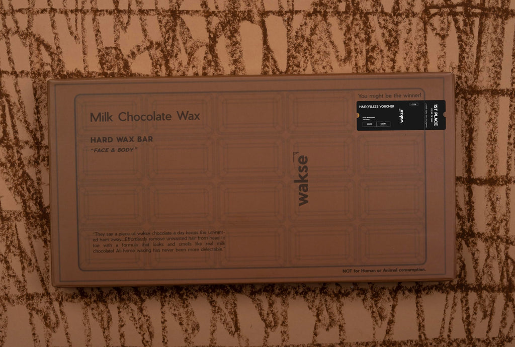 wakse Milk Chocolate Hard Wax Bar, 8 oz, For Face and Body Hair Removal, White Chocolate Scented, Stripless