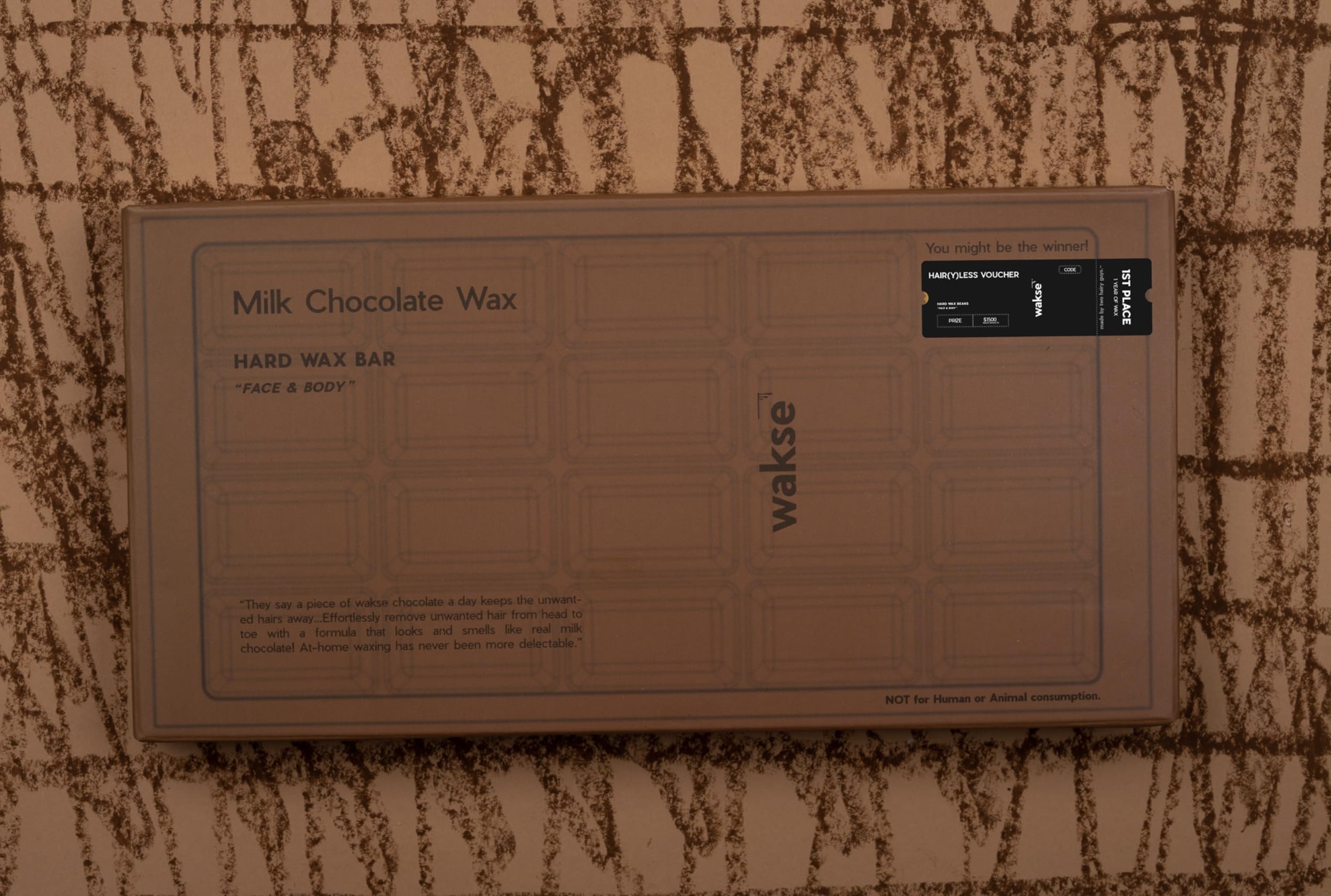 wakse Milk Chocolate Hard Wax Bar, 8 oz, For Face and Body Hair Removal, White Chocolate Scented, Stripless