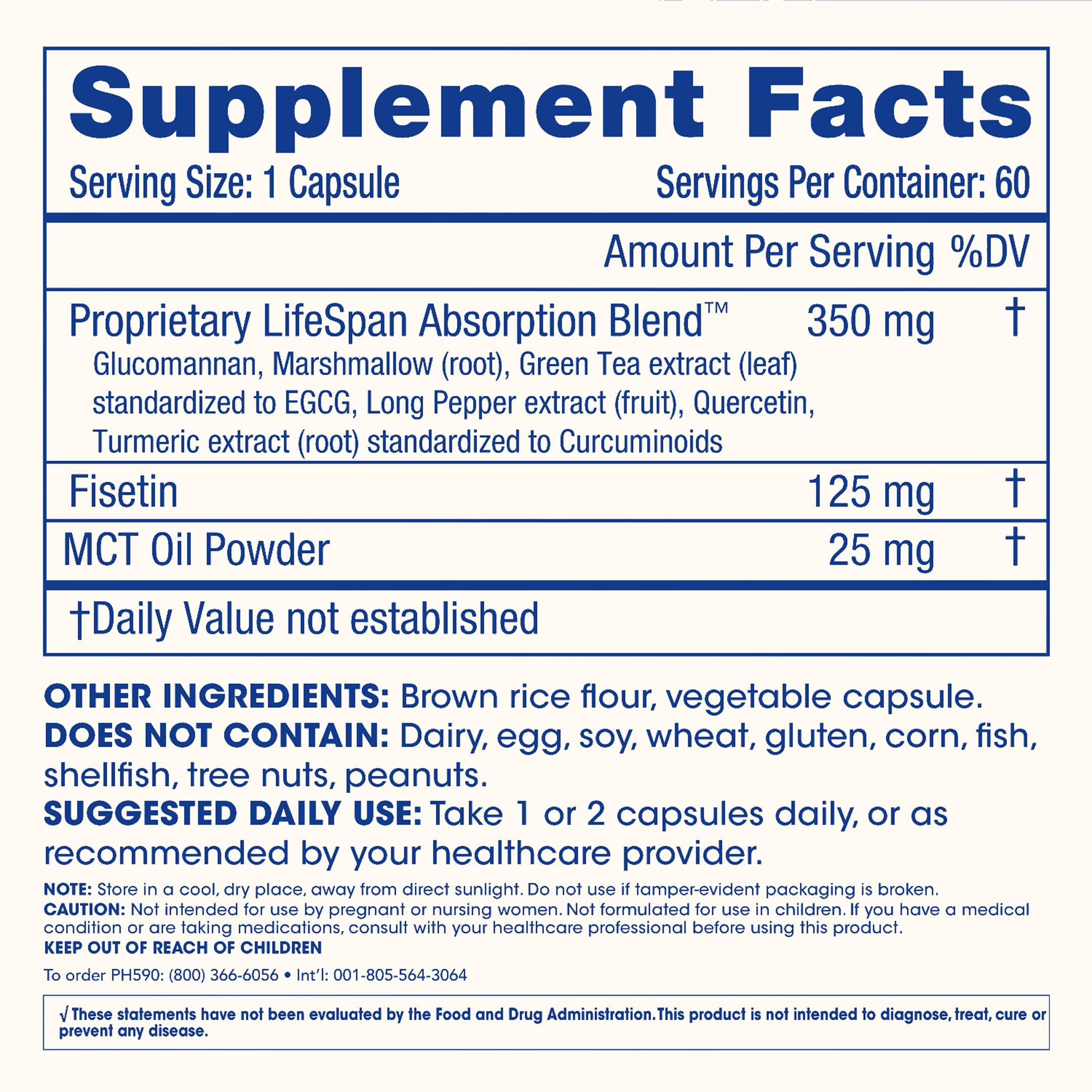 ProHealth Fisetin Supplements-15X Better Absorption from Polyphenol Blend + MCT Oil. 3rd Party Tested Pure. USA Manufactured. Powerful Antioxidant + Senolytic. Fisetin Supplement 125mg X 60 Servings