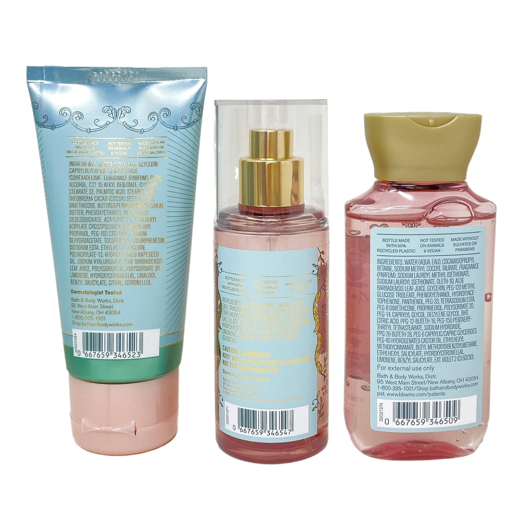 Bath & Body Works Sweetest Song Mini Trio Gift Set - Body Cream, Fragrance Mist and Body Wash - with a Himalayan Salts Sample Soap - Travel Size