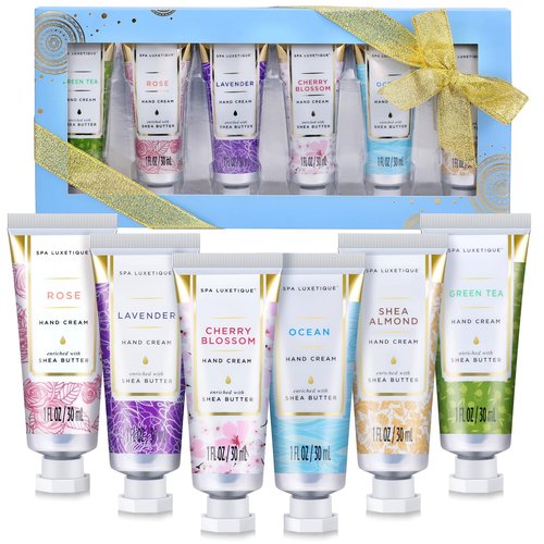 Spa Luxetique Hand Cream Gift Set - Mini Moisturizing Lotion for Dry Hands | Perfect Mother's Day Gift, 6 x 1 OZ