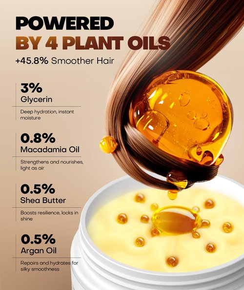 Collagen Hair Mask for Deep Conditioning, Keratin Hair Treatment with 4 Hydrolyzed Proteins, Moroccan & Avocado Oils Conditioner for Nourish, Calendula Gentian Extracts Care Dry & Damaged Hair 8.45 OZ