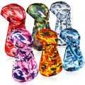Tarpop 6 Pcs Camo Durag for Men Silky 360 Waves, Colorful Camo Durag Design Du Rag Cap for Men and Women Hip Hop Rapper
