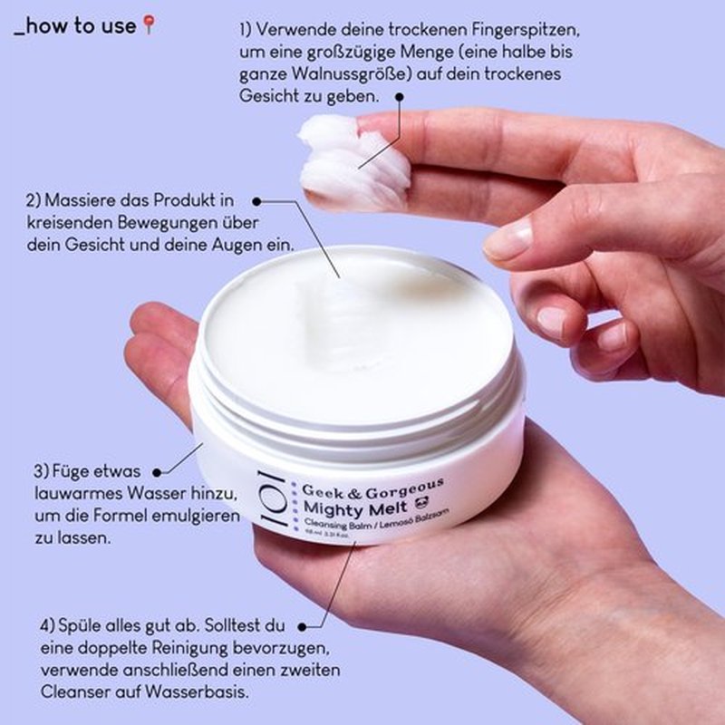 Geek & Gorgeous – Mighty Melt Cleansing Balm – Removes Waterproof Makeup & Sunscreen – Gentle for All Skin Types – 3.31 oz