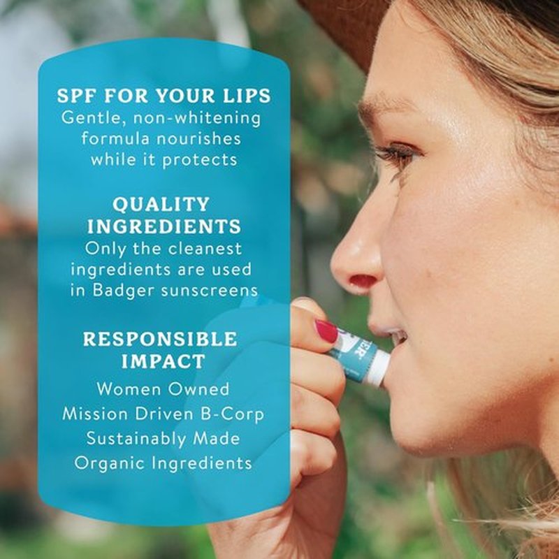 Badger Mineral Sunscreen Lip Balm SPF 15 - Reef Safe, Zinc Oxide, Unscented | Travel Size 0.15 oz 4-Pack