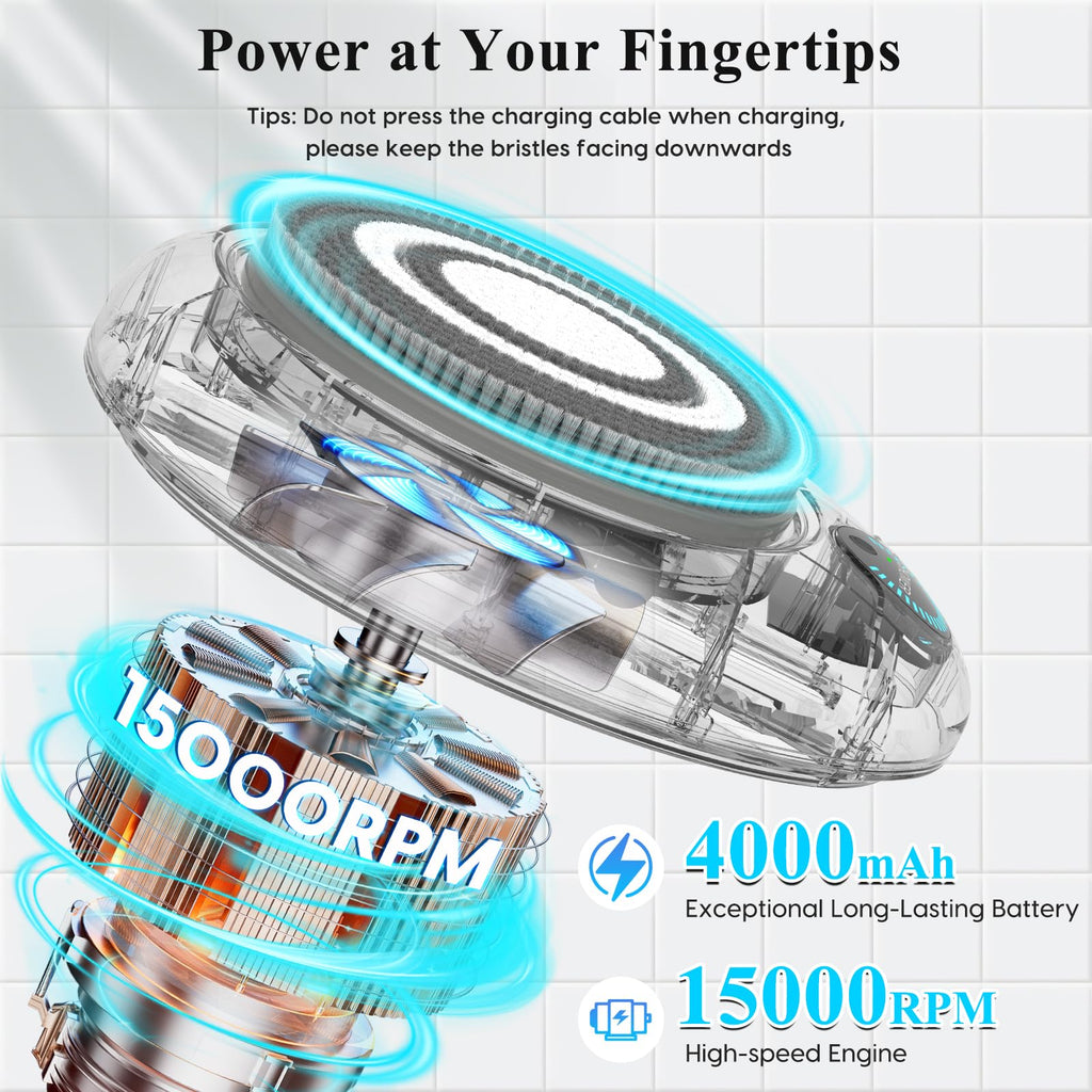 Electric Back Scrubber for Shower - Wall Mounted Exfoliating Brush, Hands-Free Automatic Body Scrubber, IPX7 Waterproof, 3-Speed Adjustment, 3 Replaceable Heads with 50pcs Disposable Shower Caps