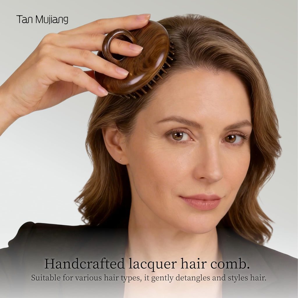 TAN MUJIANG Handmade Wooden Comb, Ring Design, Scalp Massaging, Nourishing Hair Care 3.35 × 1.69 inches