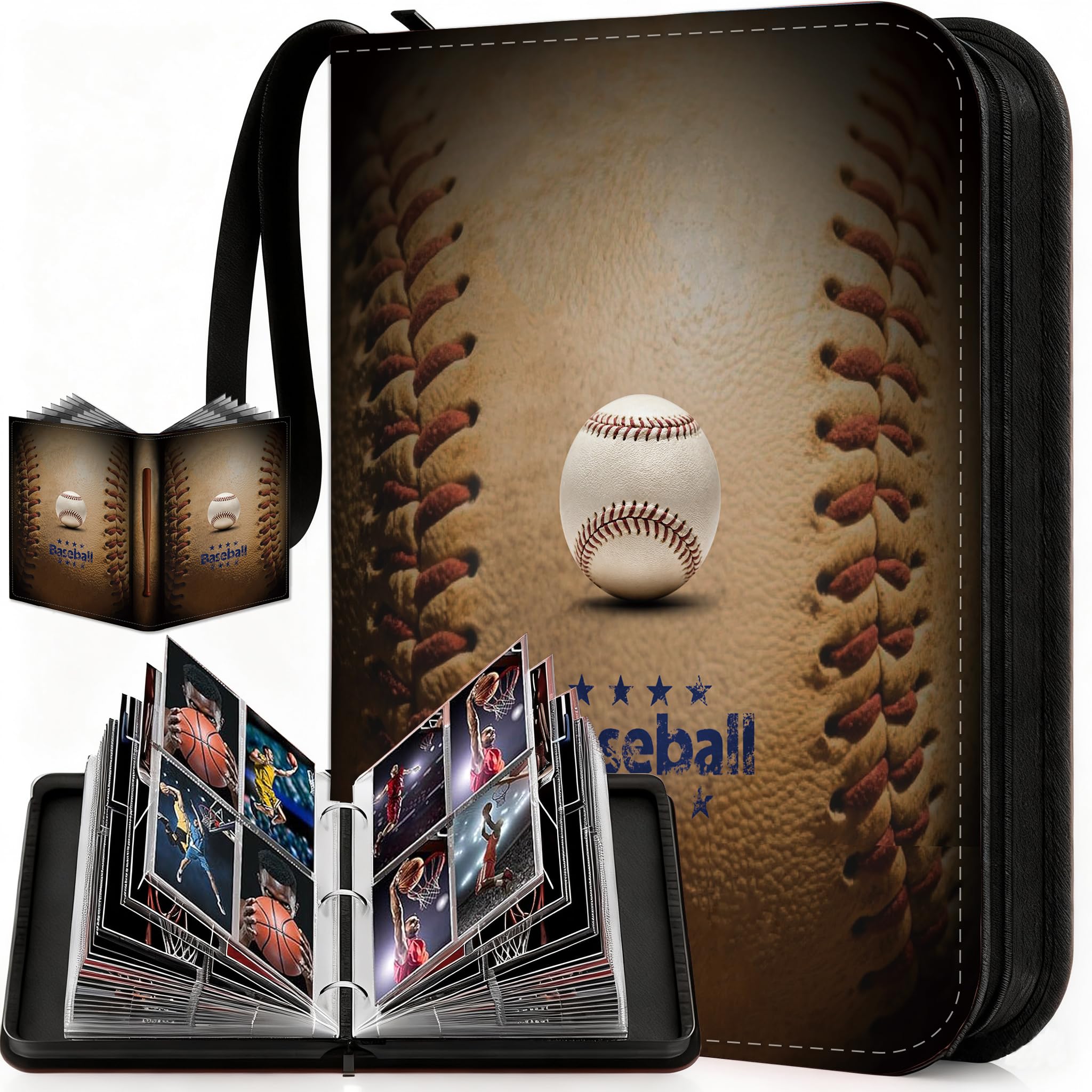 Trading Card Binder with Sleeves, Sports Card Binder Collectible Trading Card Albums with 50 Removable Sleeves, 400 Pocket