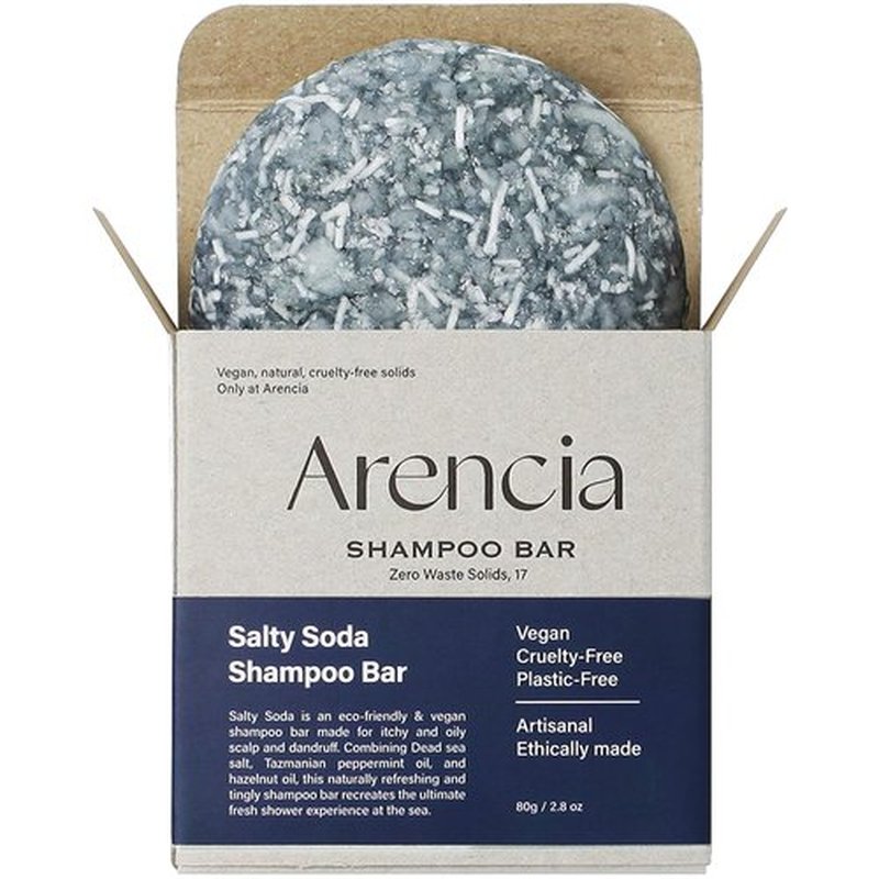 ARENCIA Salty Soda Shampoo Bar - Natural Cleansing & Hydrating Formula | Eco-Friendly & Travel Size