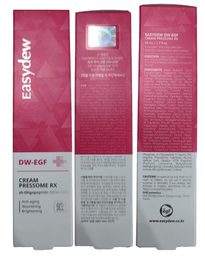 EASYDEW DW-EGF Peptide Pressome RX Cream - Korean Anti Aging Face Moisturizer for Firmness & Elasticity with EGF, Ceramide, Hyaluronic Acid - Soften & Reduce the Appearance of Wrinkles, 1.01oz. 3 Pack