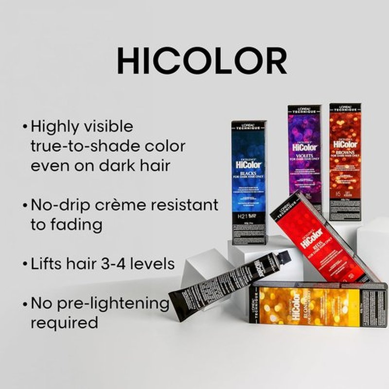 L'Oréal Technique HiColor Permanent Hair Color - Lifts Dark Hair in One Step | Rich, Smooth Creme Formula