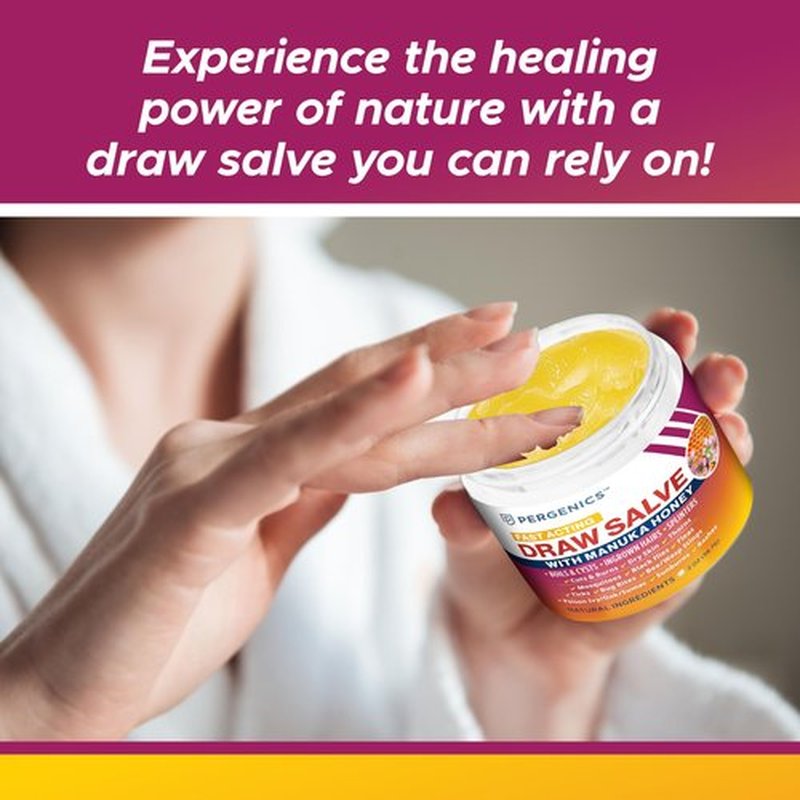 Pergenics Manuka Honey Draw Salve Ointment for Skin Soothing, Boil & Cyst, Ingrown Hair, Splinter Remover, Bug Spider Bites, Bee Sting, Mosquito Itching, Poison Ivy, Minor Cuts, Burns, 2 Oz