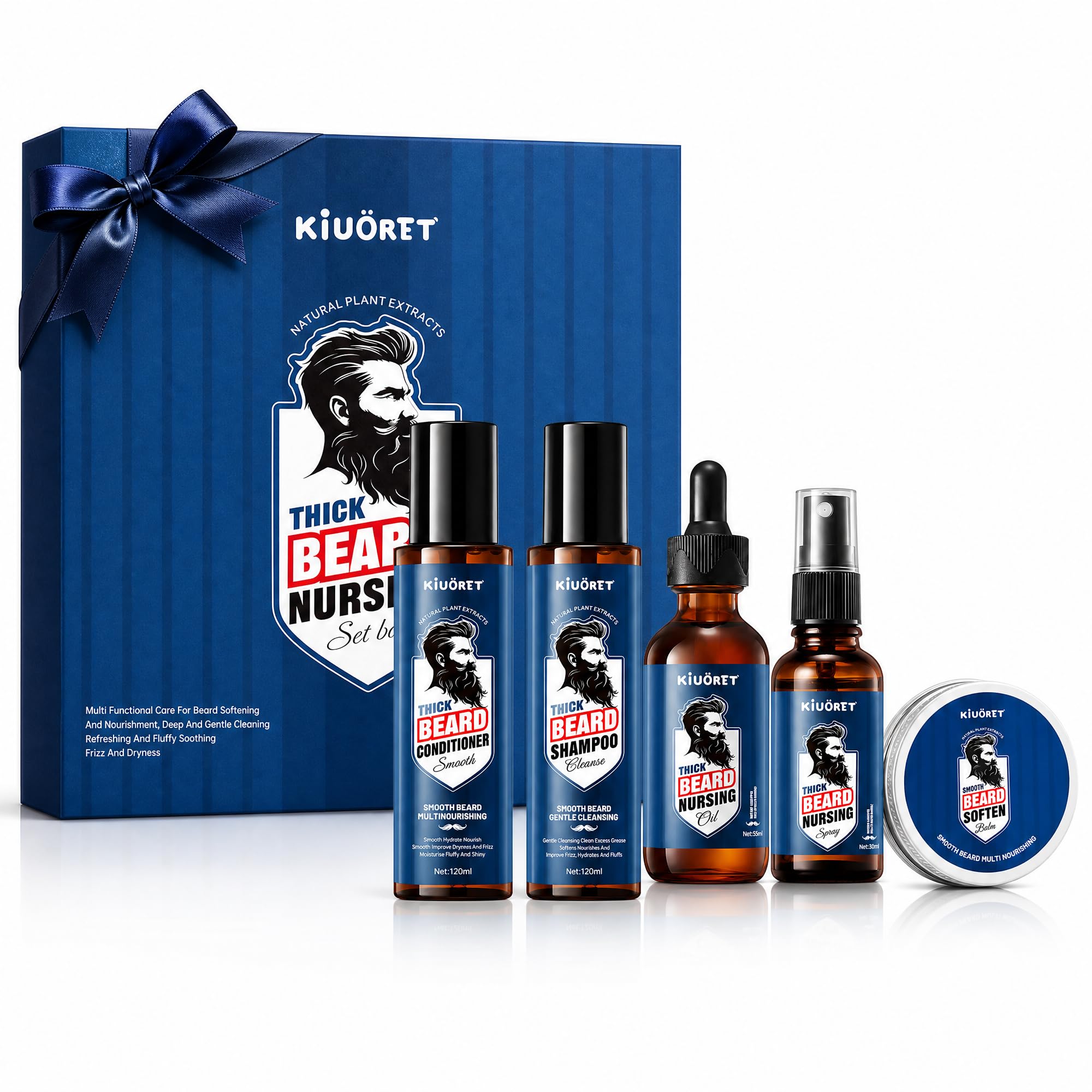 Beard Kit for Men Grooming & Care, Complete Beard Growth Kit with Shampoo, Conditioner, Oil, Spray & Balm