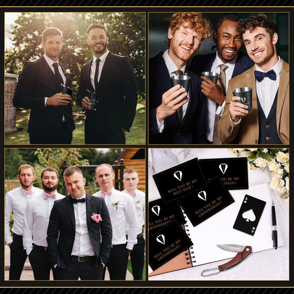 Rigibright 60 Pcs Groomsmen Gifts Set of 6 for Wedding Best Man Gift