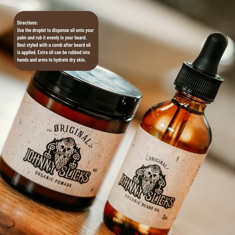 Johnny Slicks Organic Beard Oil - Moisturizes & Reduces Dry Skin | Chemical-Free with Tea Tree, Jojoba, Coconut & Argan