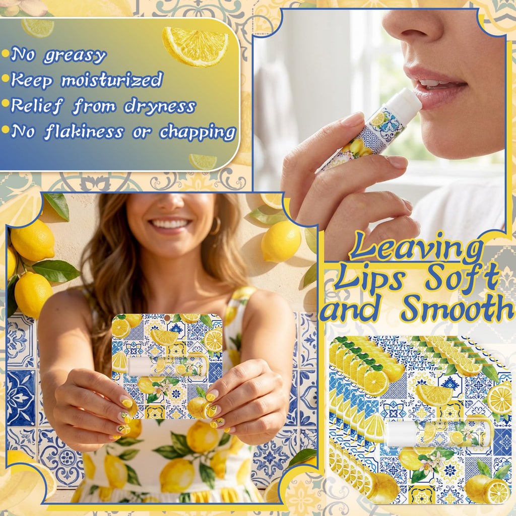 Heigble 24 Pcs Italian Lemon Lip Balm Bulk Summer Lemon Party Favors Gifts