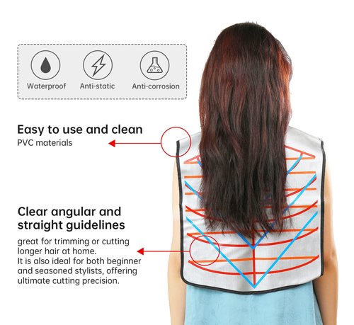 PERFEHAIR Hair Cutting Collar Tool, Salon Hairdressing Hair Dye Cape with Angular & Straight Cutting Guidelines, Waterproof