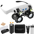 JARLINK Magnifying Glasses with LED Light, Hands Free Magnifier with 14 Interchangeable Lenses 3X 4X 5X 6X 7X 10X 15X, Magnifying Glasses for Close Work, Crafts, Jewelry, Electronics Repair (Black)