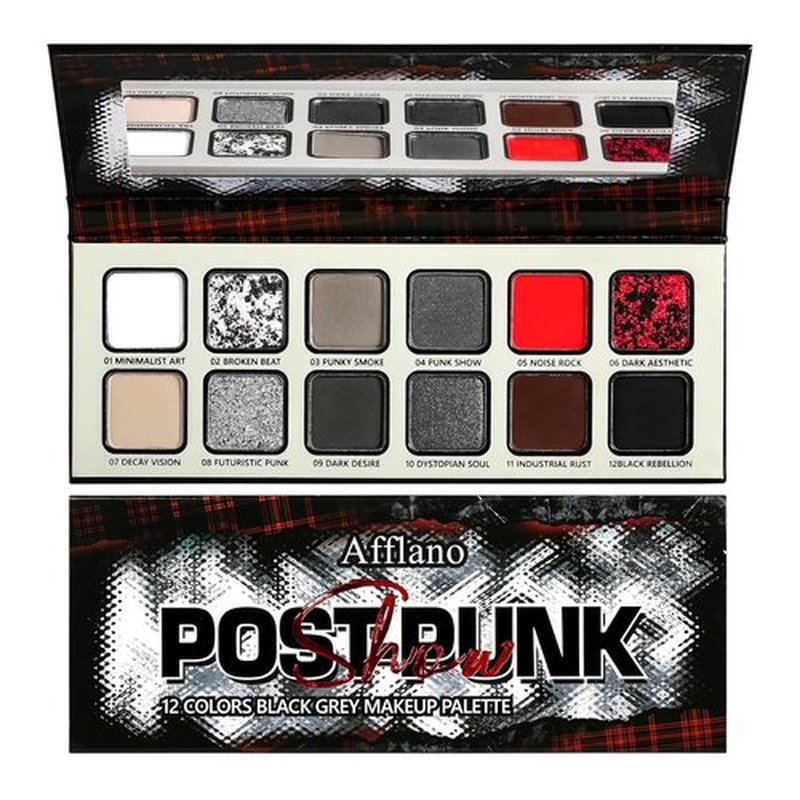 Skiennix Goth Makeup Palette - 12 Highly Pigmented Smokey Eyeshadows in Black, Gray, Red & More