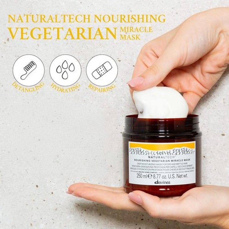 Davines Naturaltech Nourishing Miracle Mask - Hydrating & Restructuring for Dry Hair | 8.45 Fl Oz