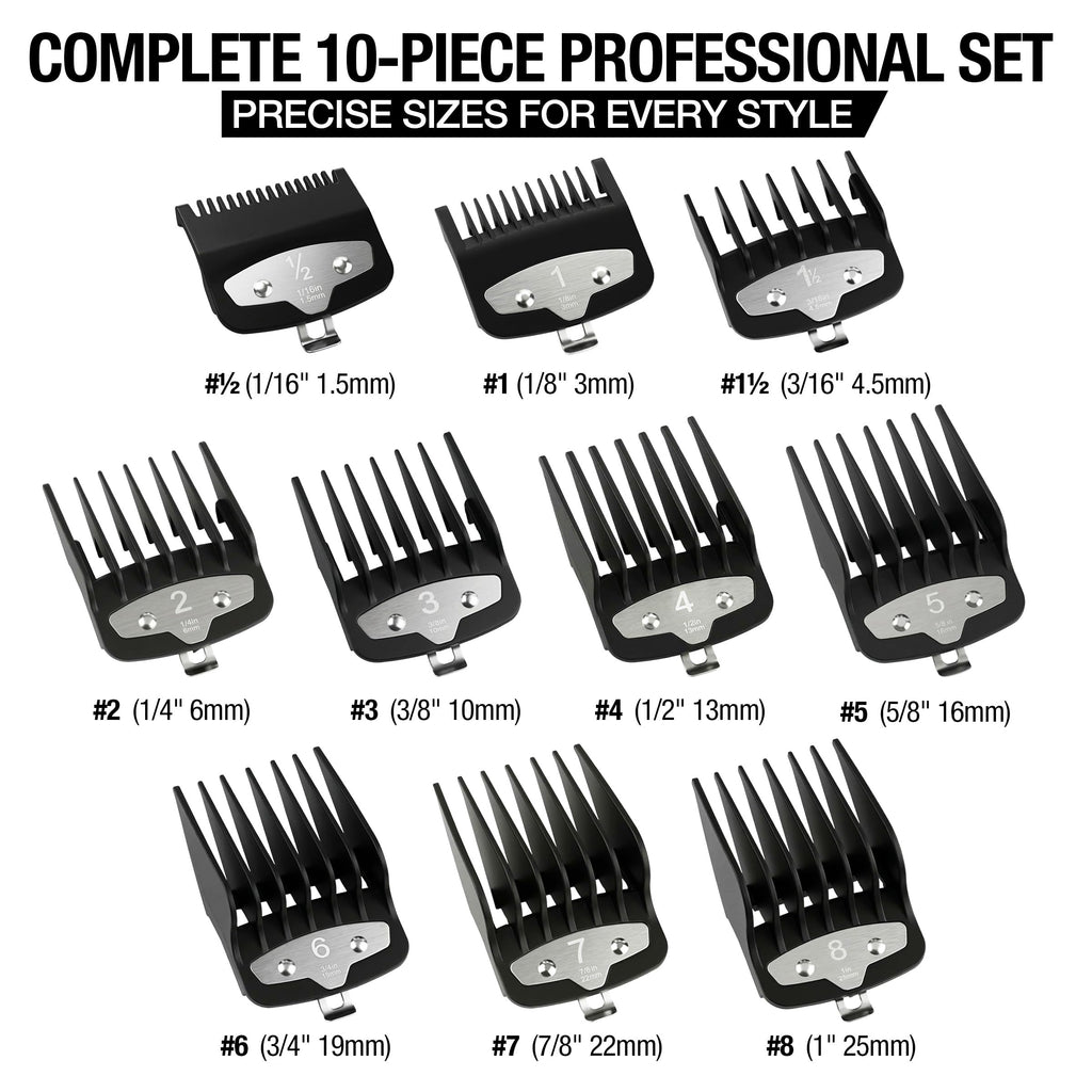 VALLNEI 3-Piece Metal Clip Clipper Guards for Wahl, #0.5#1#1.5 Fade Combs (1/16" 1/8" 3/16"), Professional Blending Guides Compatible with Magic Clip, Senior, Legend, Super Taper - Black