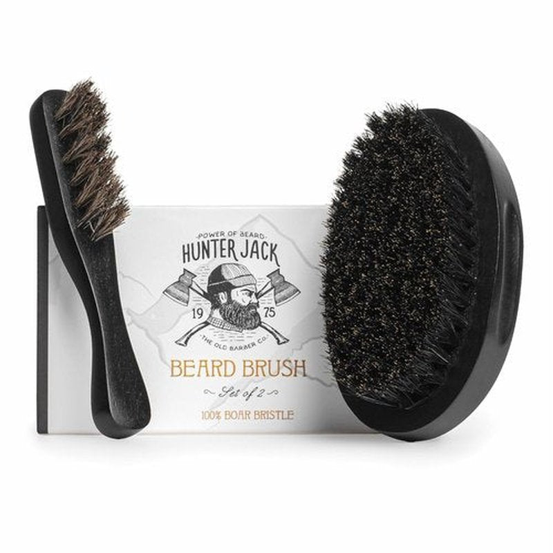 Hunter Jack Beard Brush Kit - Natural Boar Bristle Grooming Set for Men | Soft Mustache Brush Included